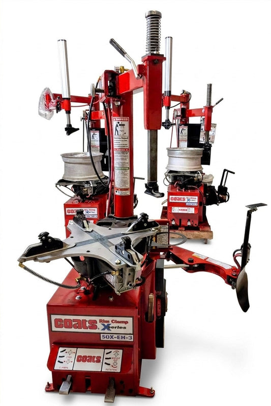 Desmontadora de neumáticos Coats serie 50 con motor neumático, sujeción de llanta, 1 año de garantía